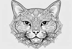 Thin line drawing of lucky cat tattoo idea