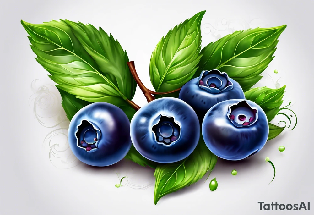 3 blueberries with a leaf tattoo idea