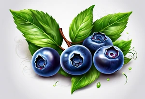 3 blueberries with a leaf tattoo idea