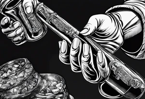 Glass Meth pipe in a hand. 
Underneath the hand the text,  'from my cold dead hands ' tattoo idea