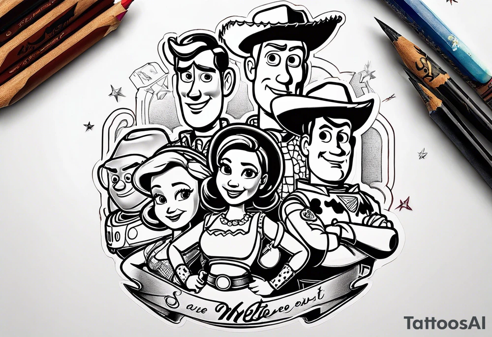toy story portrait characters tattoo idea