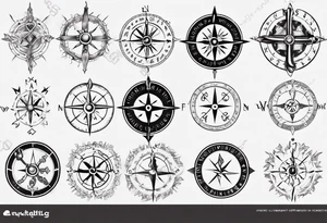 viking style compass with runes tattoo idea
