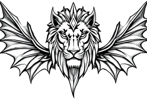 Female Lion dragon face angel wings tattoo idea