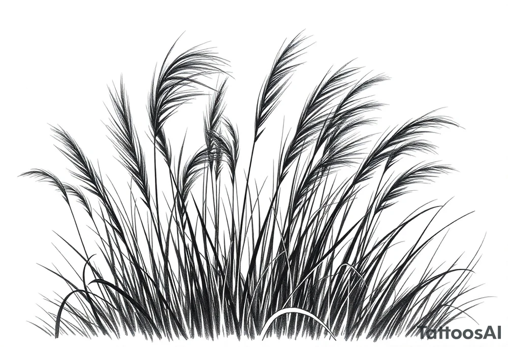 1. Wind-Swept Grass with Shadows
A realistic field of tall grass, bending under the force of the wind.
The design could feature deep shading at the base of the grass, fading as the strands extend upward tattoo idea