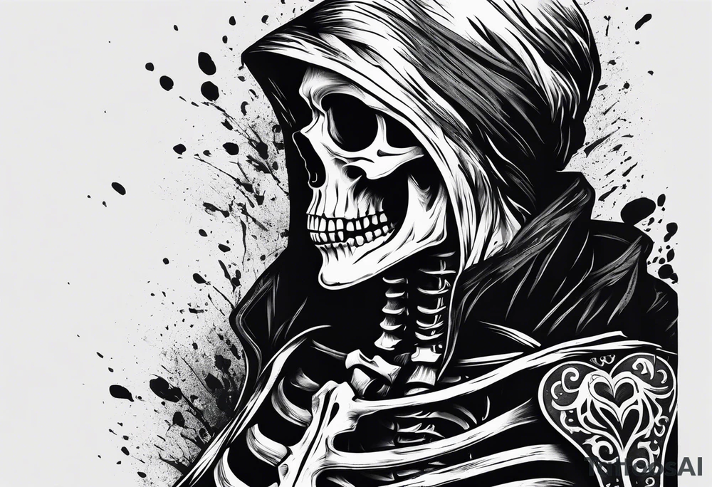 a depressed skeleton with his heart ripped out tattoo idea a depressed skeleton with his heart ripped out tattoo idea