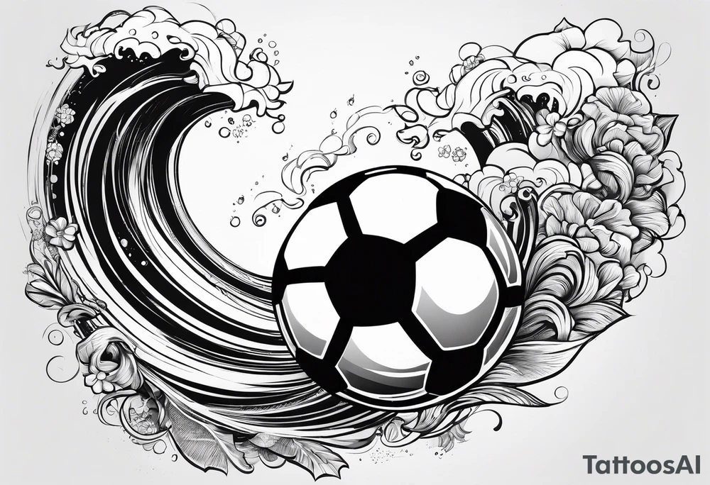 soccer and ocean combination tattoo idea