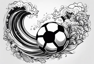soccer and ocean combination tattoo idea