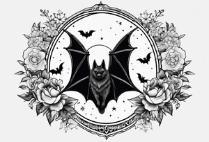Fines flowers bat moon stars tattoo idea
