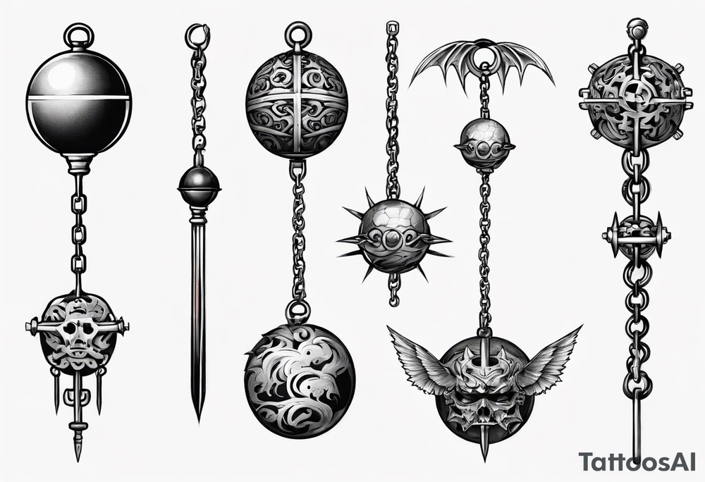 ball mace on a chain tattoo idea