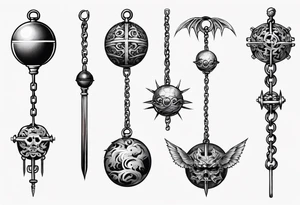 ball mace on a chain tattoo idea