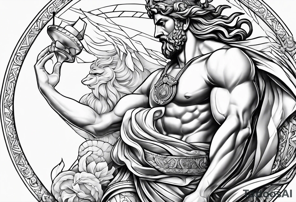 Olympian Hermes and Poseidon tattoo idea
