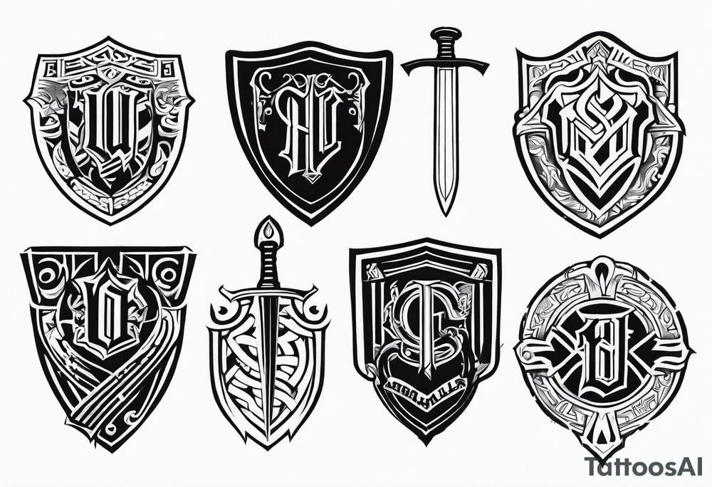 Valhalla steps round
shield sword tattoo idea