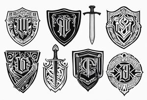 Valhalla  steps round 
 shield sword tattoo idea