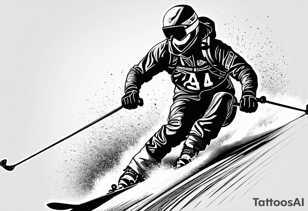 Skier in motion, fine line, more abstract tattoo idea Skier in motion, fine line, more abstract tattoo idea