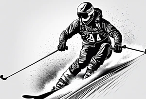 Skier in motion, fine line, more abstract tattoo idea