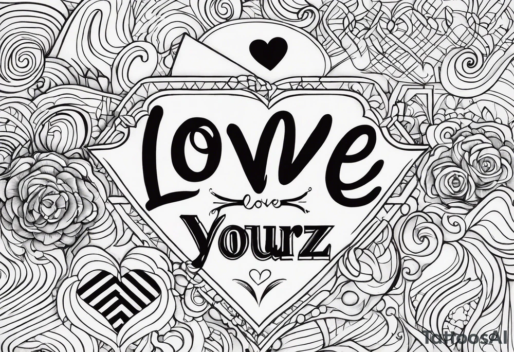 Love yourz written on the interior of the bíceps tattoo idea