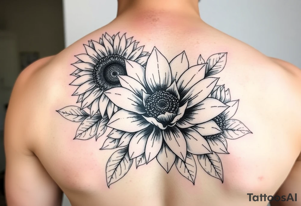 Sunflower, peony, cherry blossom, lotus, Delilah’s tattoo idea