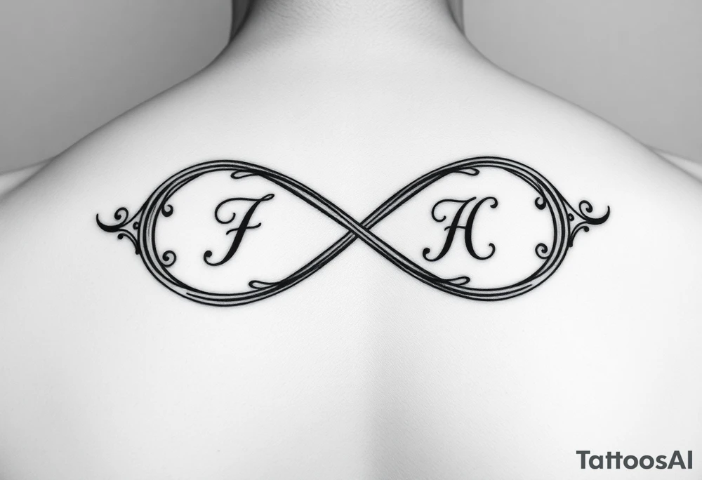 Infinity sign couple tattoos with initials in it tattoo idea