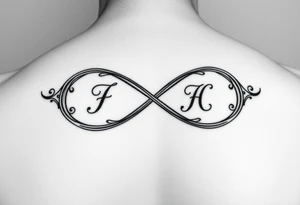 Infinity sign couple tattoos with initials in it tattoo idea