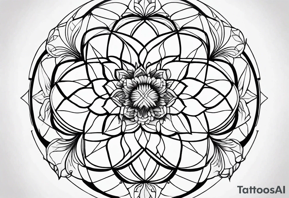 Linear minimalistic flower of life, tattoo idea
