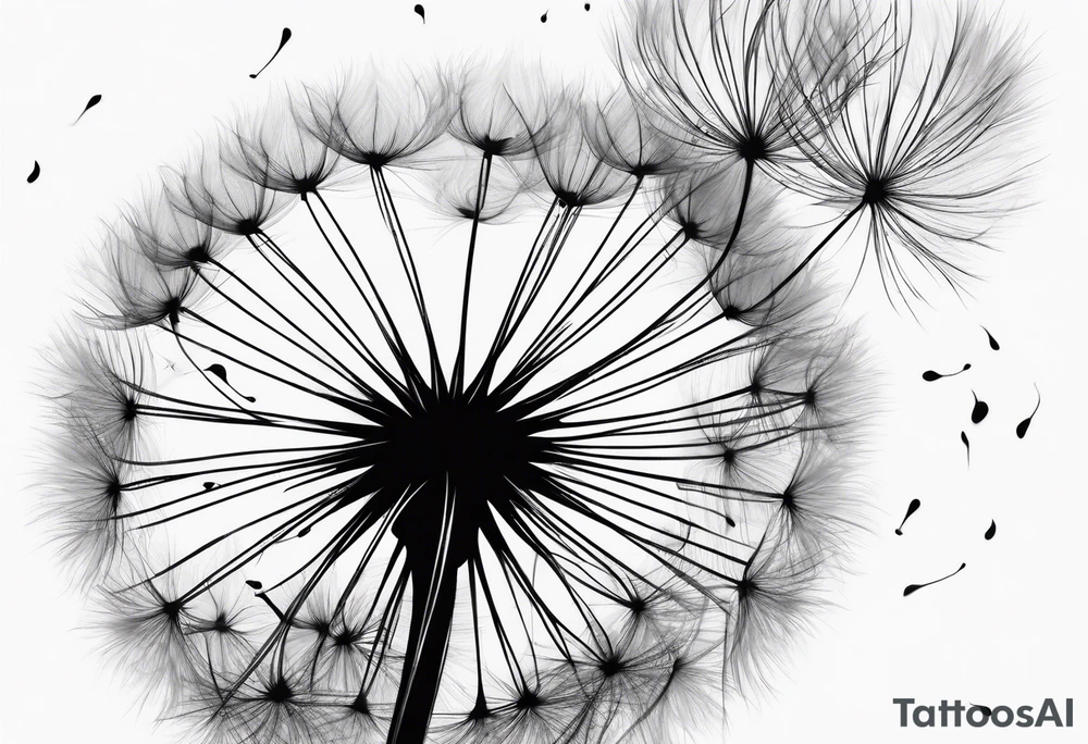 A fluffy dandelion being blown away tattoo idea