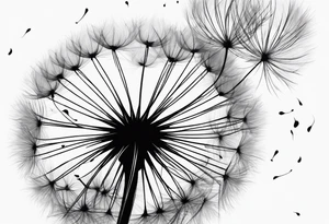 A fluffy dandelion being blown away tattoo idea