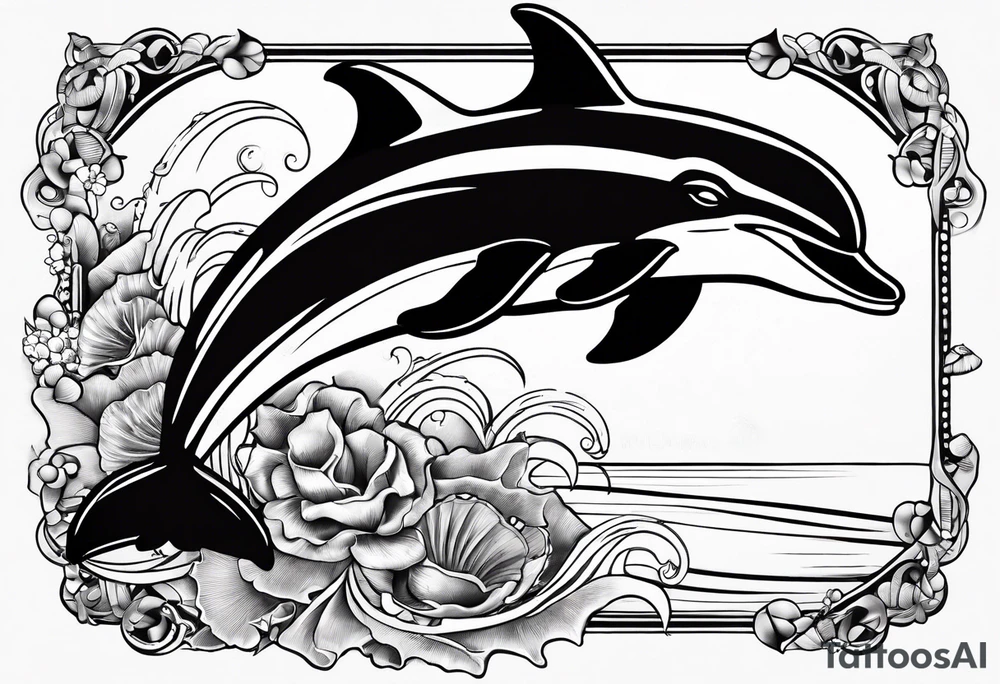Dolphin and shells tattoo idea