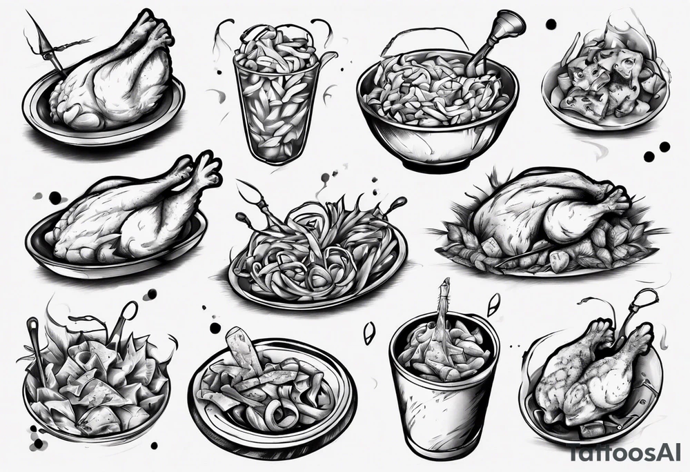 cooked chicken nibble tattoo idea