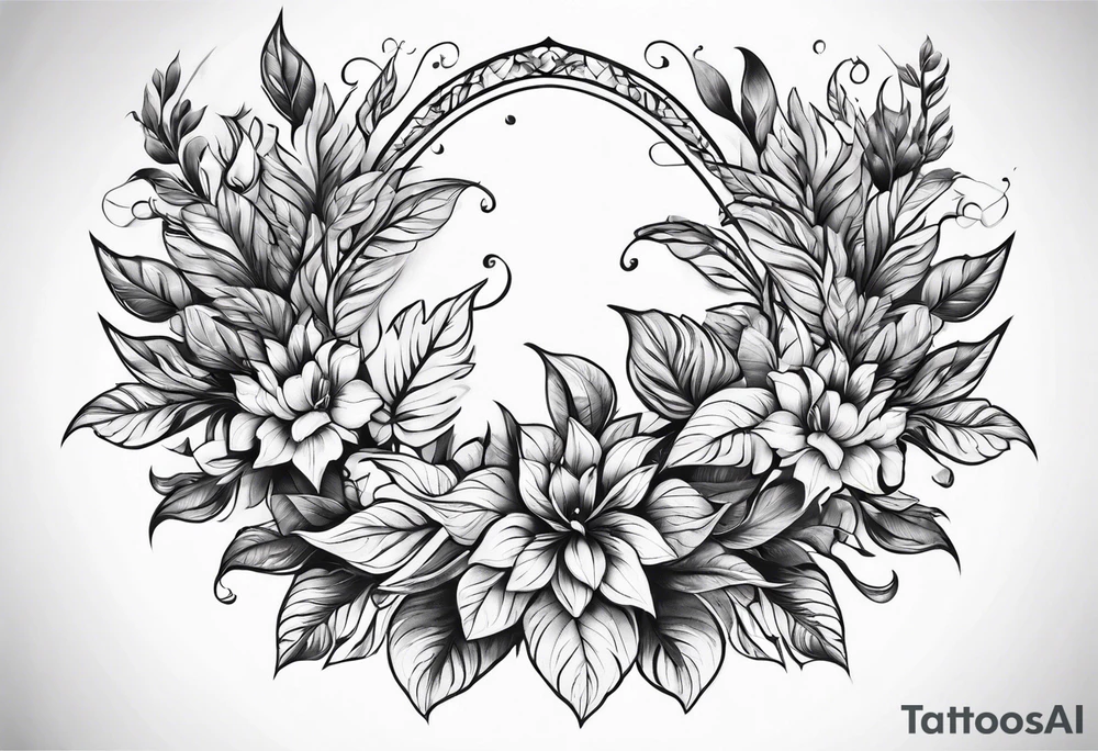 Curved leaves tattoo idea