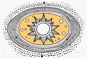 simple sun made of black dots and circles tattoo idea