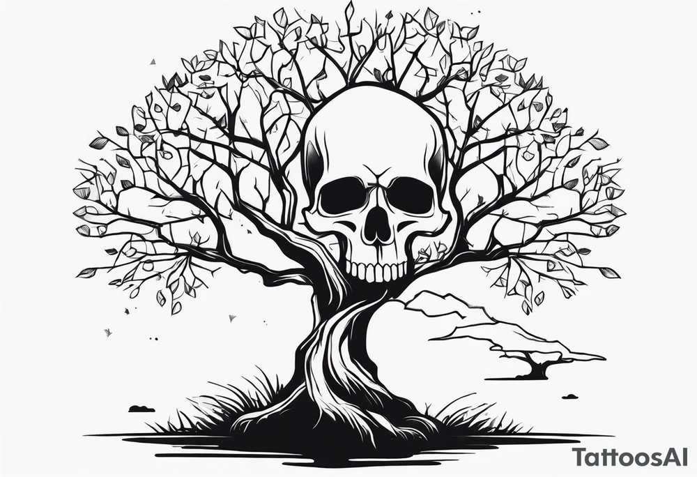 Skull tree tattoo idea