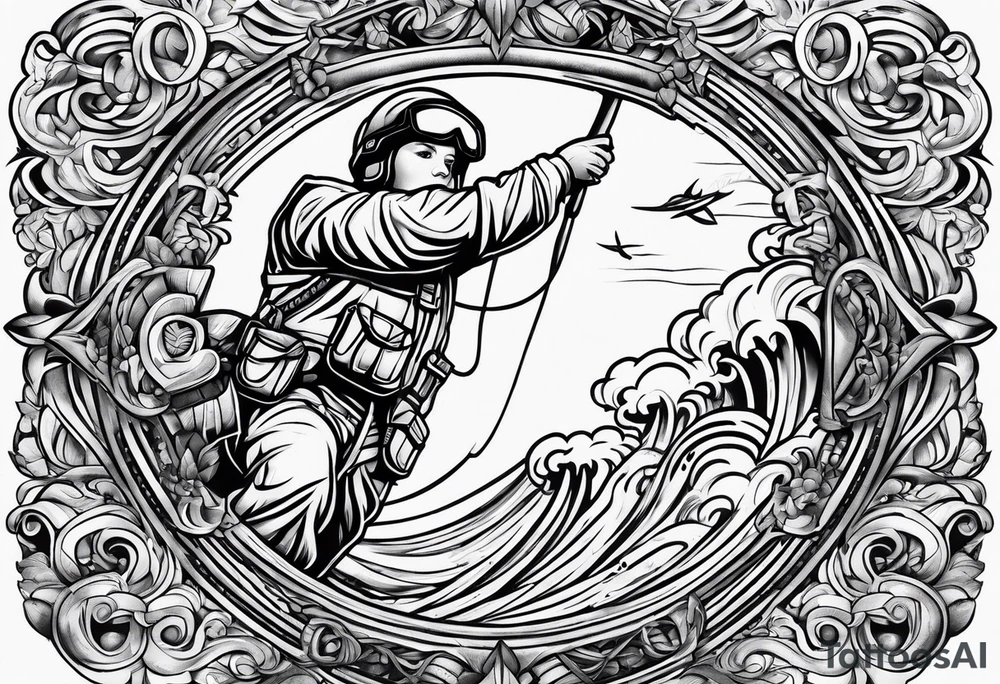 Abseiler sand blasting tattoo idea