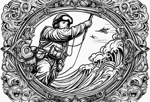 Abseiler sand blasting tattoo idea