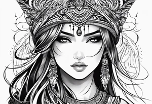 neo-tribal anime girl tattoo idea