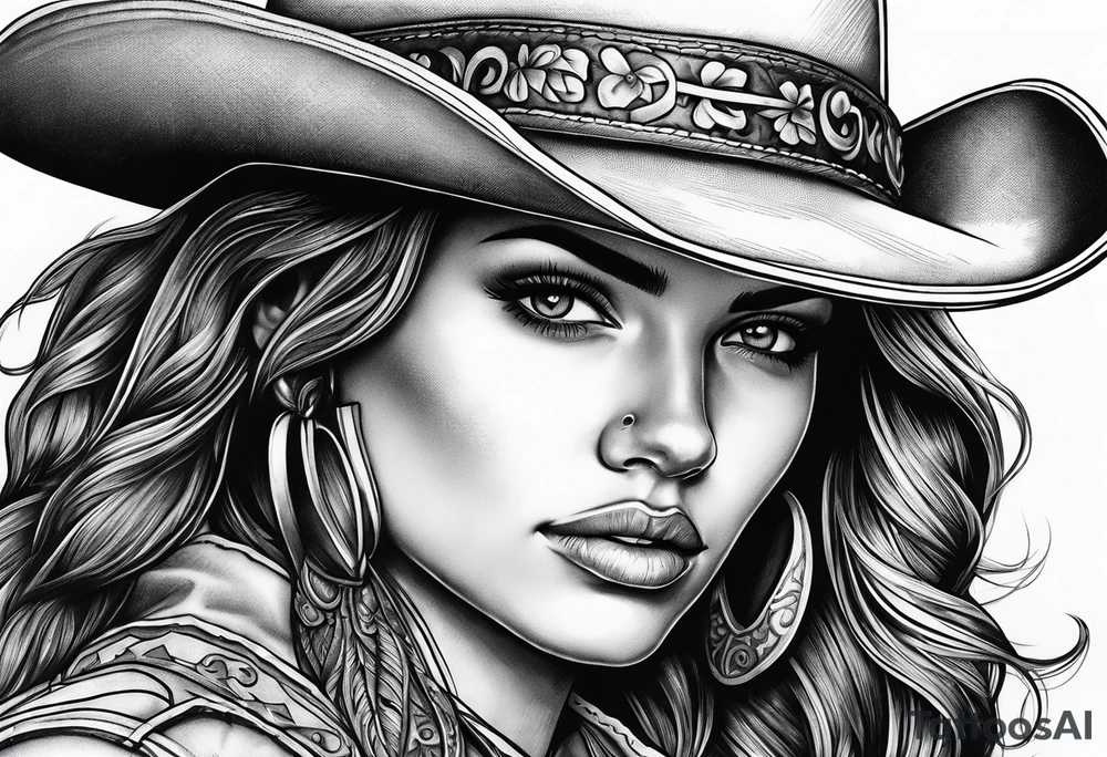 Cowgirl with revolver tattoo idea
