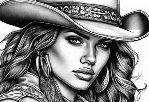 Cowgirl with revolver tattoo idea