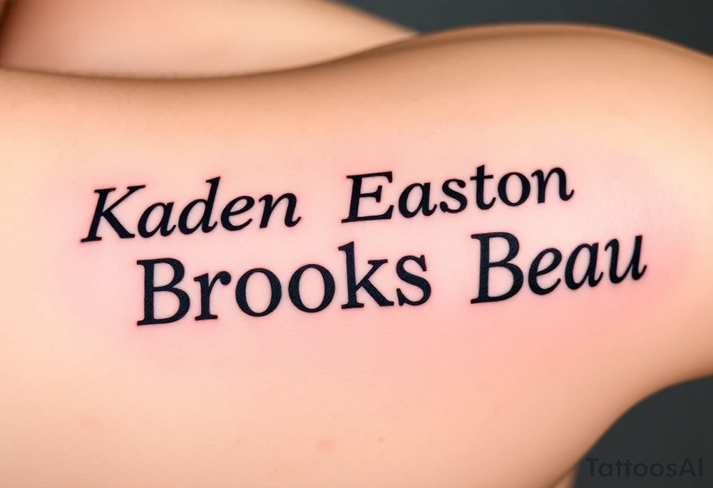 Kaden Easton Brooks Beau made into a crossword puzzle tattoo idea