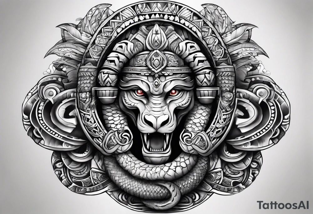 aztec snake sleeve tattoo idea