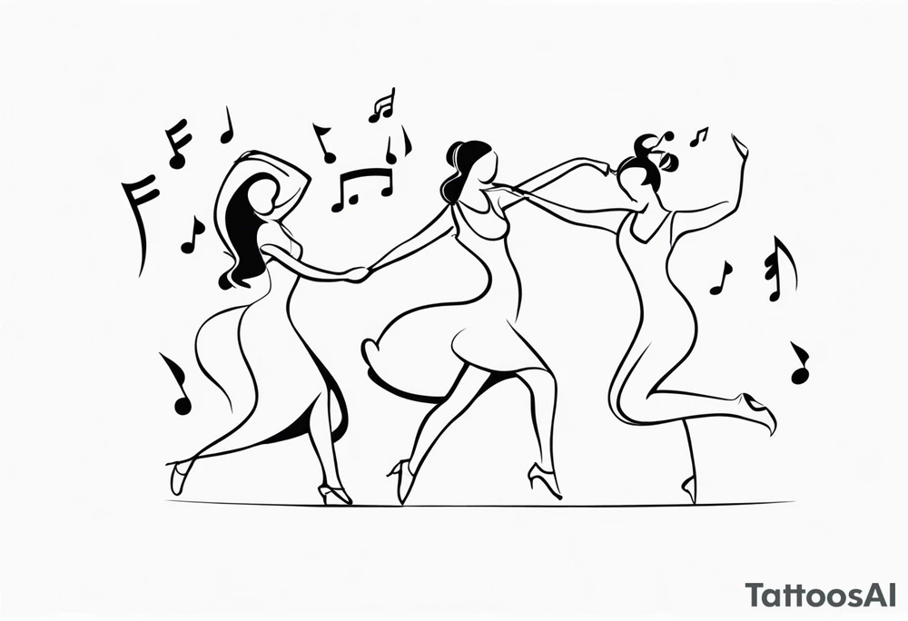 Music notes connecting daughters dancing tattoo idea