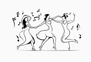 Music notes connecting daughters dancing tattoo idea
