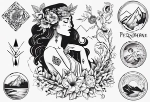 Persephone with mountains tattoo idea
