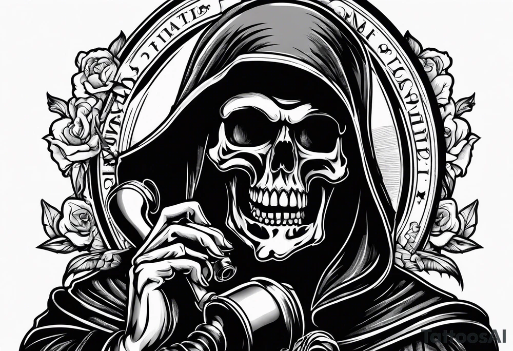 Grim reaper talking on a telephone tattoo idea