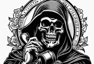 Grim reaper talking on a telephone tattoo idea