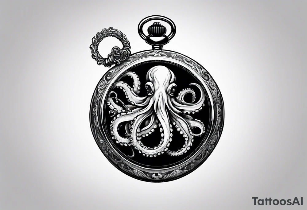 pocket watch wrapped under an aggressive octopus tattoo idea pocket watch wrapped under an aggressive octopus tattoo idea