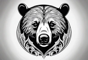 mother bear and cub simple inside oval tattoo idea