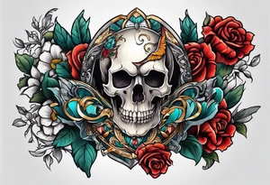 Bold Neo traditional animal skull broken tattoo idea