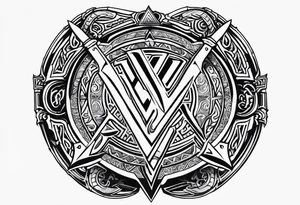 Valhalla  round shield axe
Valknut sword dragon tattoo idea
