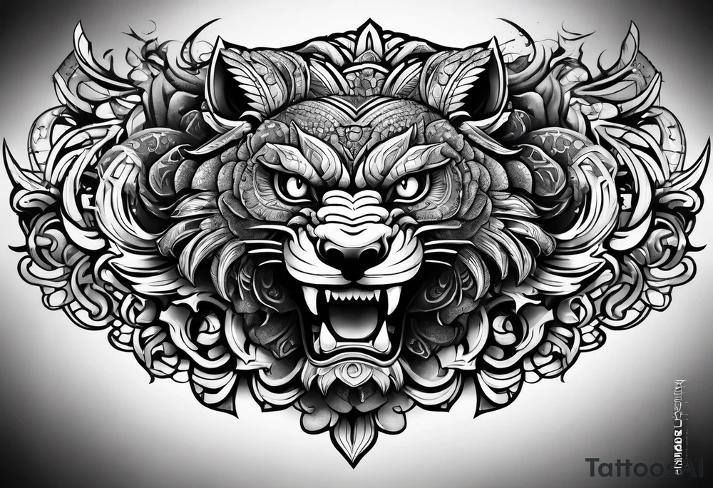 quetzalcoatl 
 arm sleeve tattoo idea