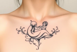 Mère assise  qui allaite son bébé tattoo idea