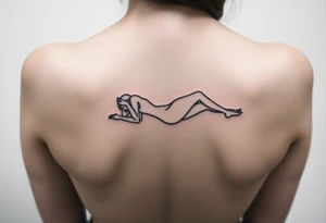 delicate small silhouette of woman lying on her side tattoo idea